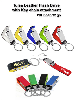 Tulsa Leather Flash Drive with Key Chain Attachment